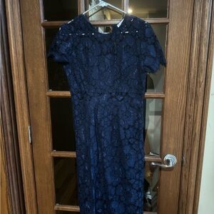 Elegant Navy Lace Dress